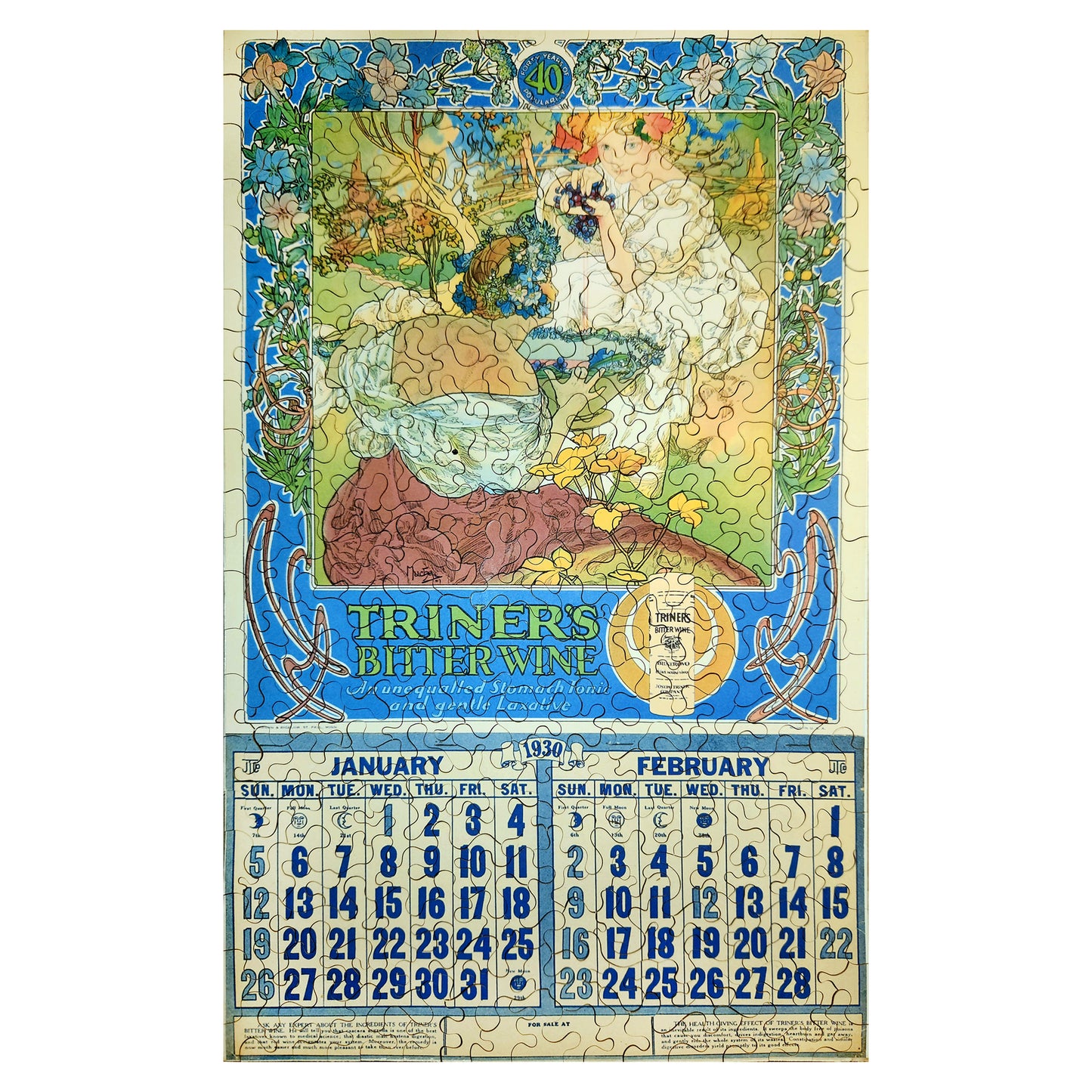 1016-259 Triner's Bitter Wine 1930 Calendar - Alphonse Mucha