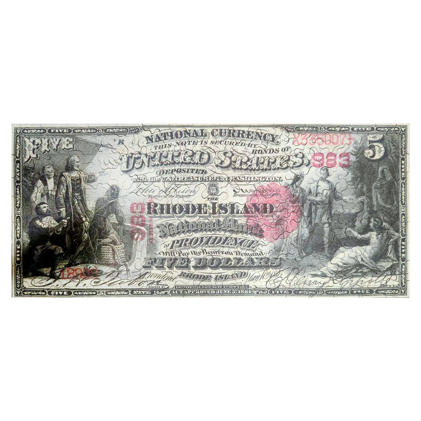 716-04 Rhode Island 5 Dollar Bill, Front 1875