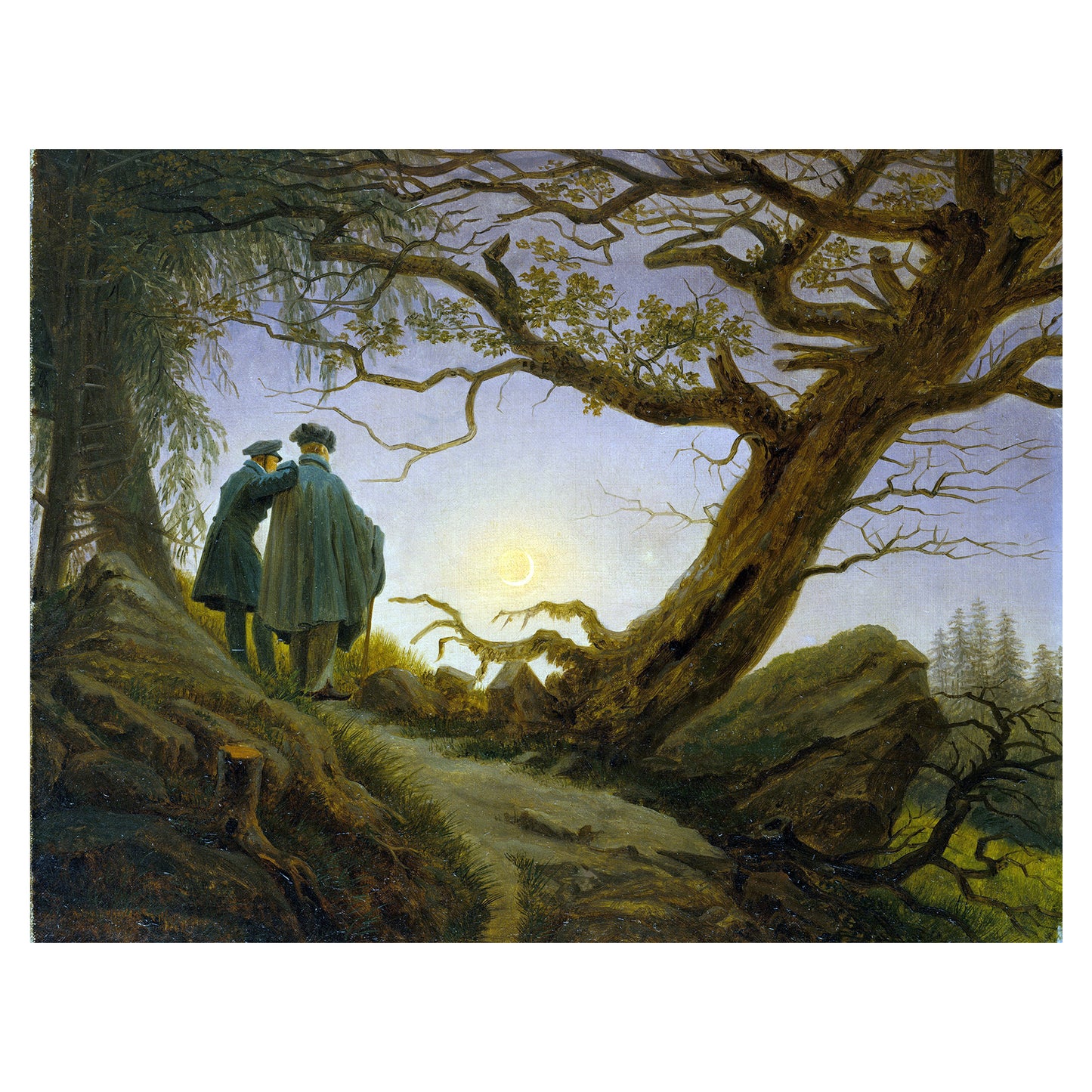 1013-31 Two Men Contemplating The Moon - David Caspar, 1825