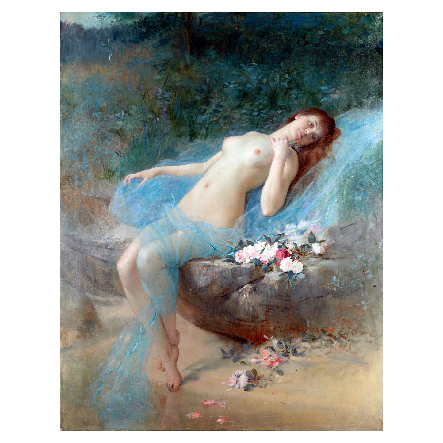 1013-73 Reclining Nude - Vlaho Bukovac, 1887