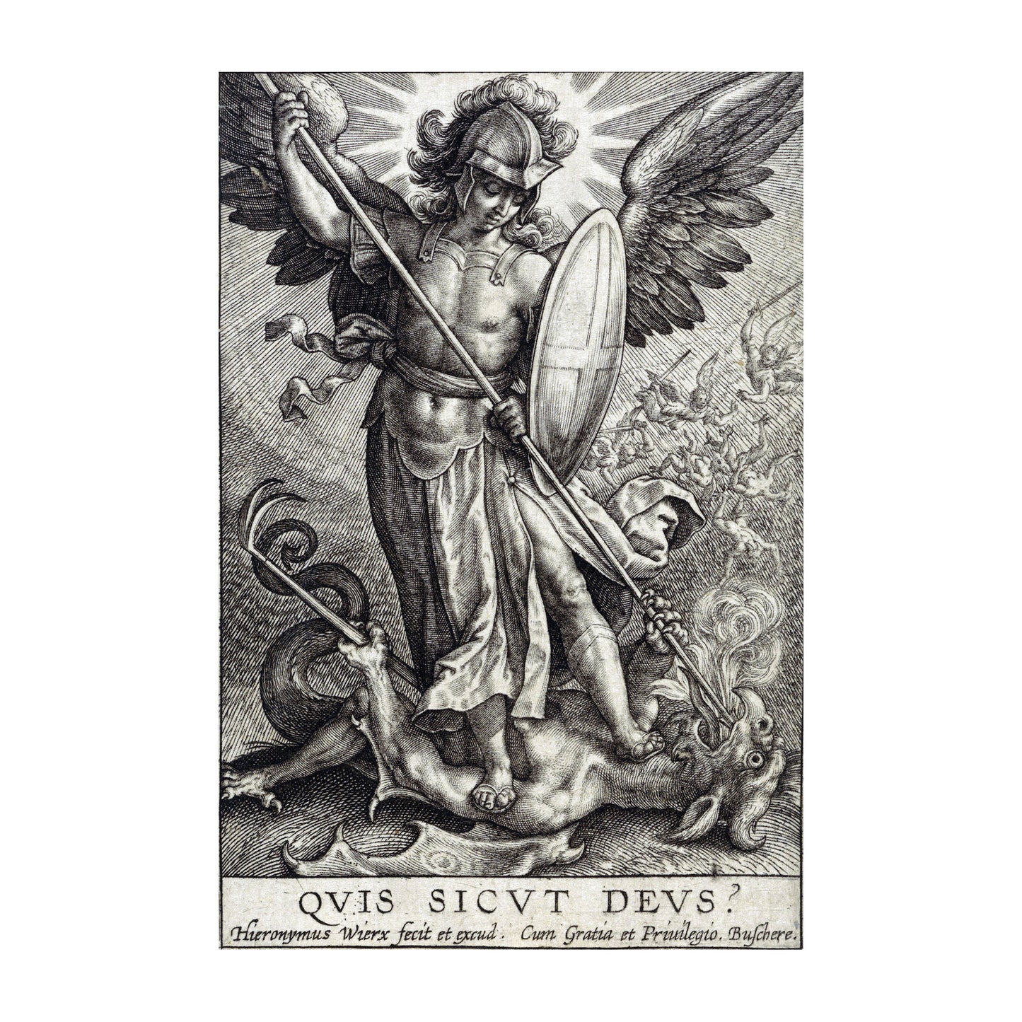 1015-149 Archangel Michael and The Dragon - Hieronymus Wierix