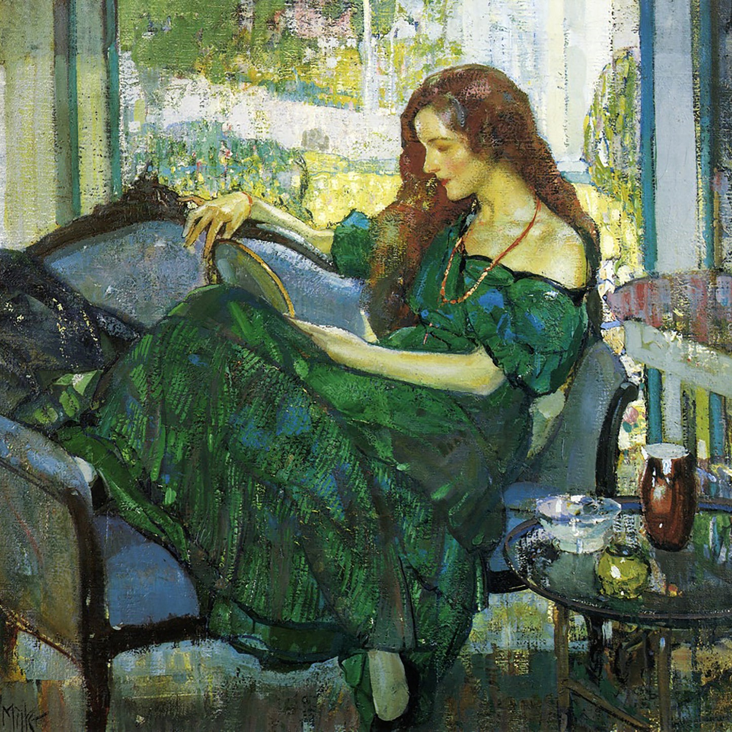 Miss V in Green - Richard Edward Miller, 1920