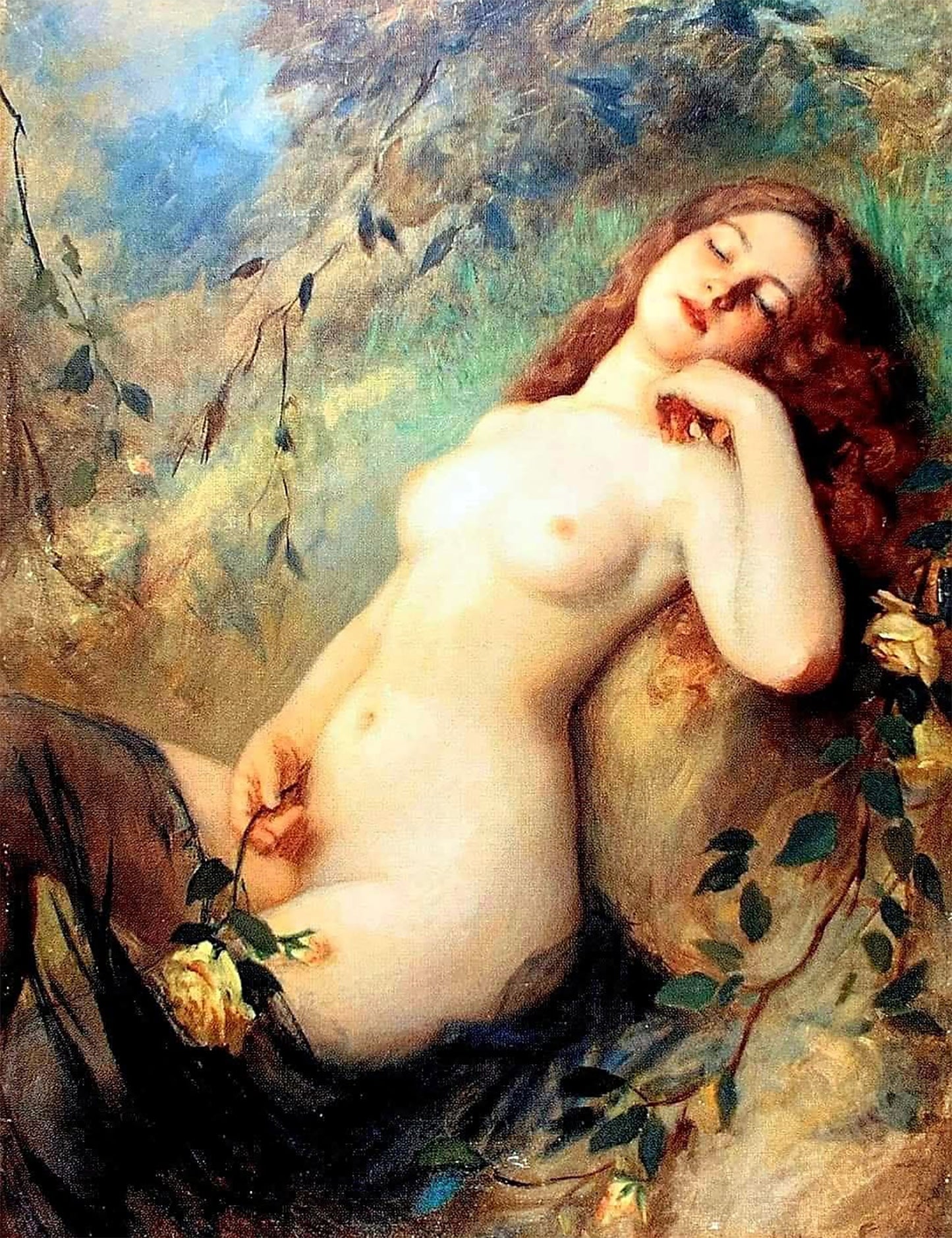 1013-461 A Sitting Nude - Victor Karlovich Shtemberg 1888