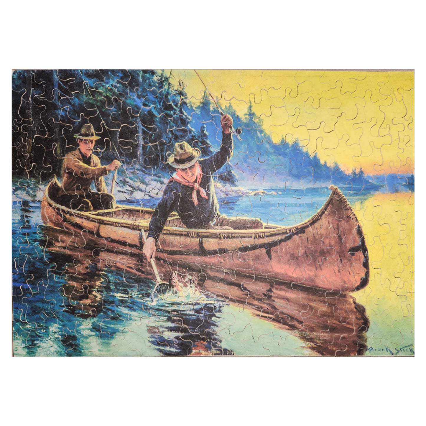 1014-10 Two Men Fishing From A Canoe - Frank Stick