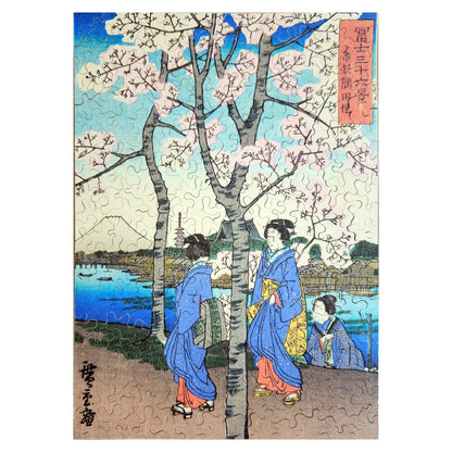 1014-22 The Bank of Sumida River - Utagawa Hiroshige, 1858