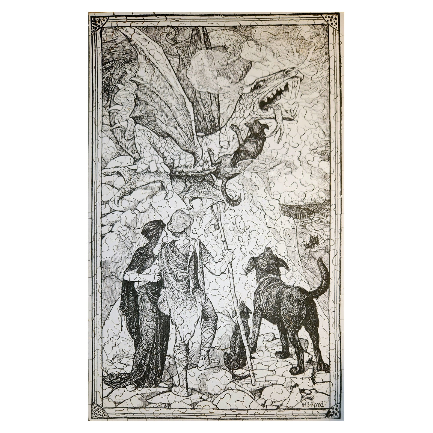 1016-212 The Three Dogs, from The Green Fairy Book - H.J. Ford, 1905