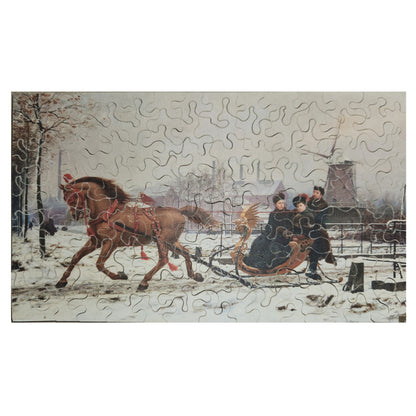 610-05 Aristocratic Family Enjoying Winter Landscape - Karel Ooms, 1885