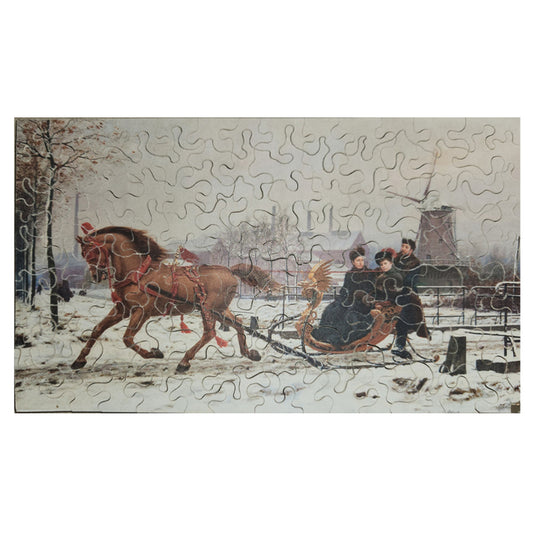 610-05 Aristocratic Family Enjoying Winter Landscape - Karel Ooms, 1885