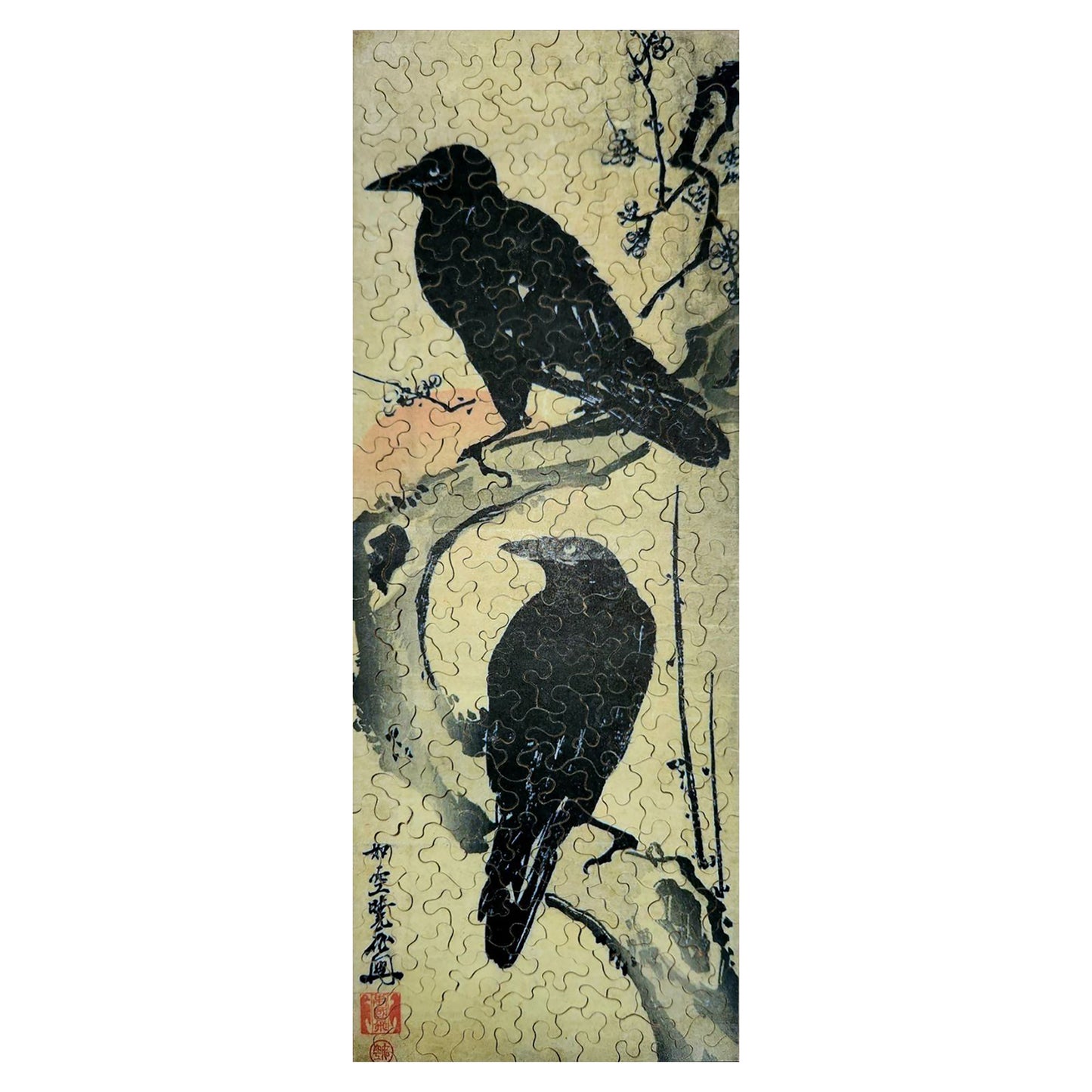 Two Crows on a Plum Branch - Kawanabe Kyosai, 1885