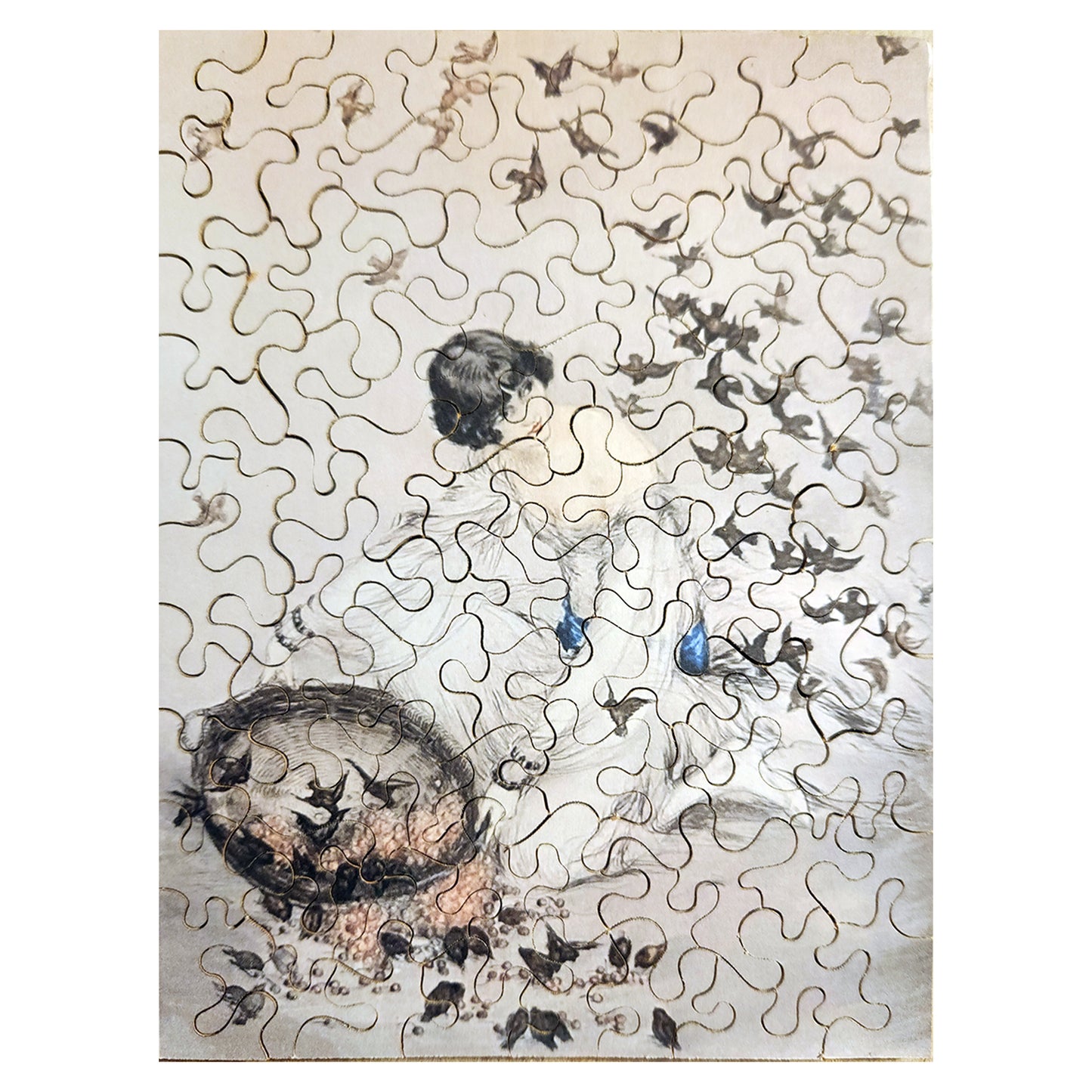 68-294 Lady Feeding Birds - Louis Icart