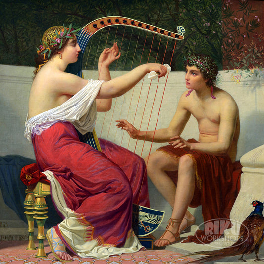 1010-04 Calliope Teaches Music To The Young Orpheus - Auguste Hirsch, 1865