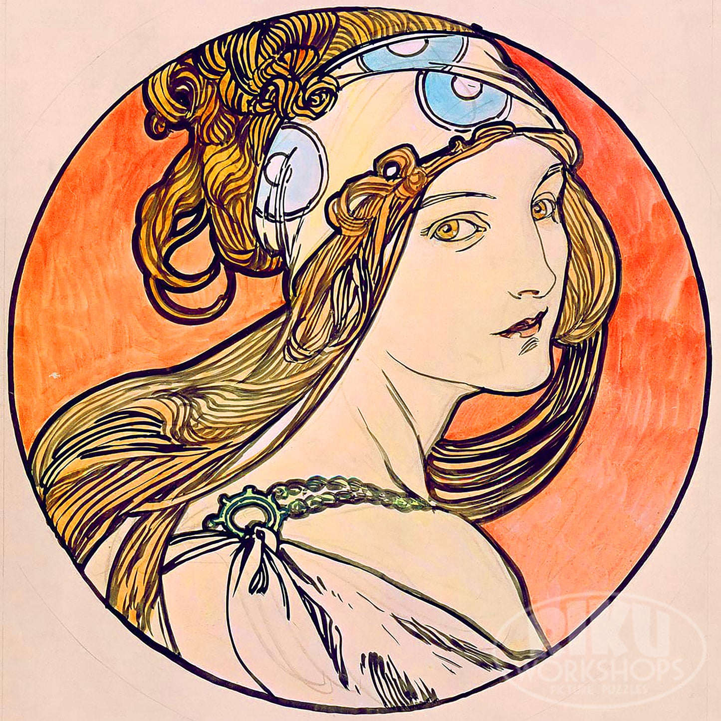 1010-60 Woman With a Headscarf - Alphonse Mucha