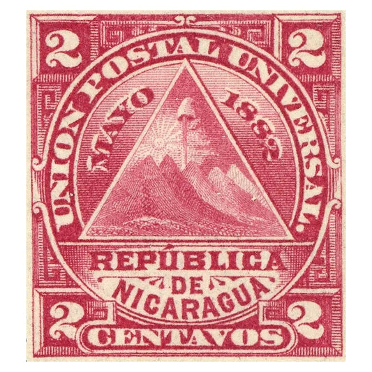 1011-07 Nicaragua 1882 Liberty Capmomotombo 2c Carmine Scott #14