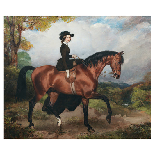 1012-31 Equestrian Portrait of Sarah Conolly of Castletown, Mounted Side-Saddle on a Light Bay in a Landscape - William Osbourne