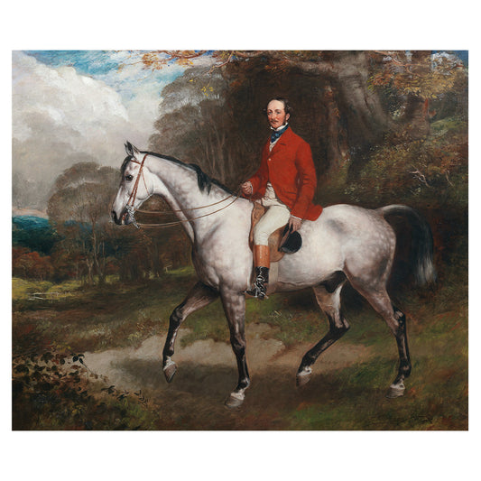 1012-32 Equestrian Portrait of Thomas Conolly, MP, of Castletown, Mounted on a Dappled Gray Hunter in a Wooded Landscape - William Osbourne