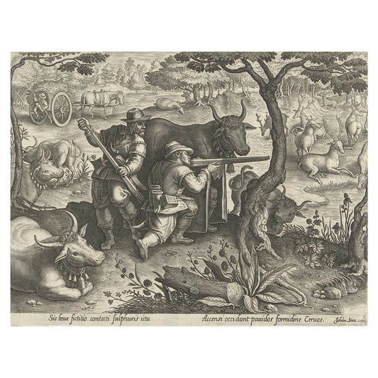 Deer Hunting Using Camoflage - Philips Galle, 1578