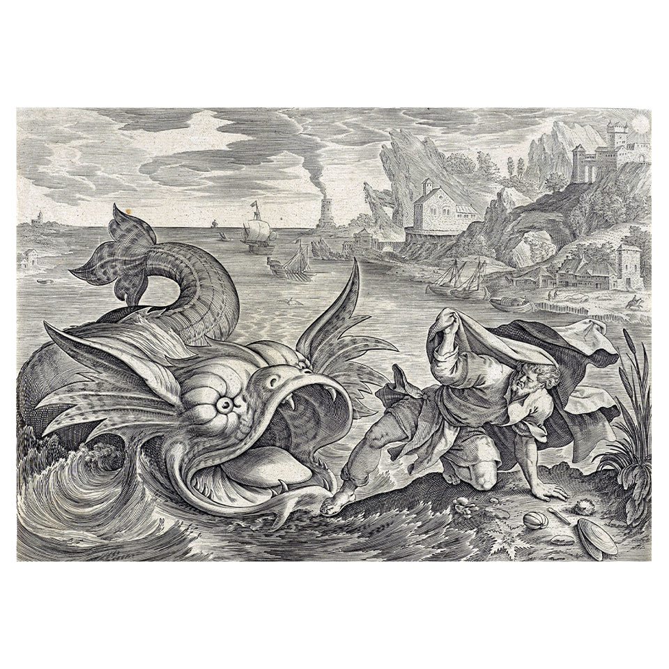 1014-30 Jonah Cast on Shore By a Fish - Antonius Wierix II