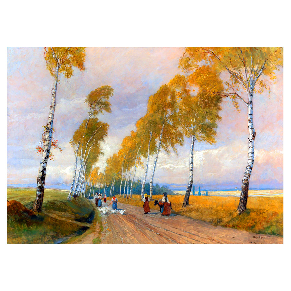 1014-31 A Birch-Lined Avenue With Farmers Returning Home - Hugo Charlemont