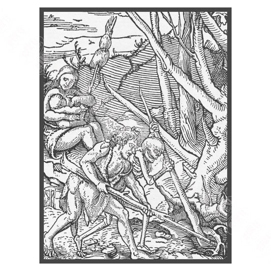 Hans Holbein's Danse Macabre #4: Adam Ploughing The Soil