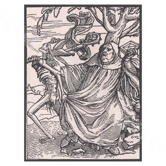 Hans Holbein's Danse Macabre #9: Death and The Abbot