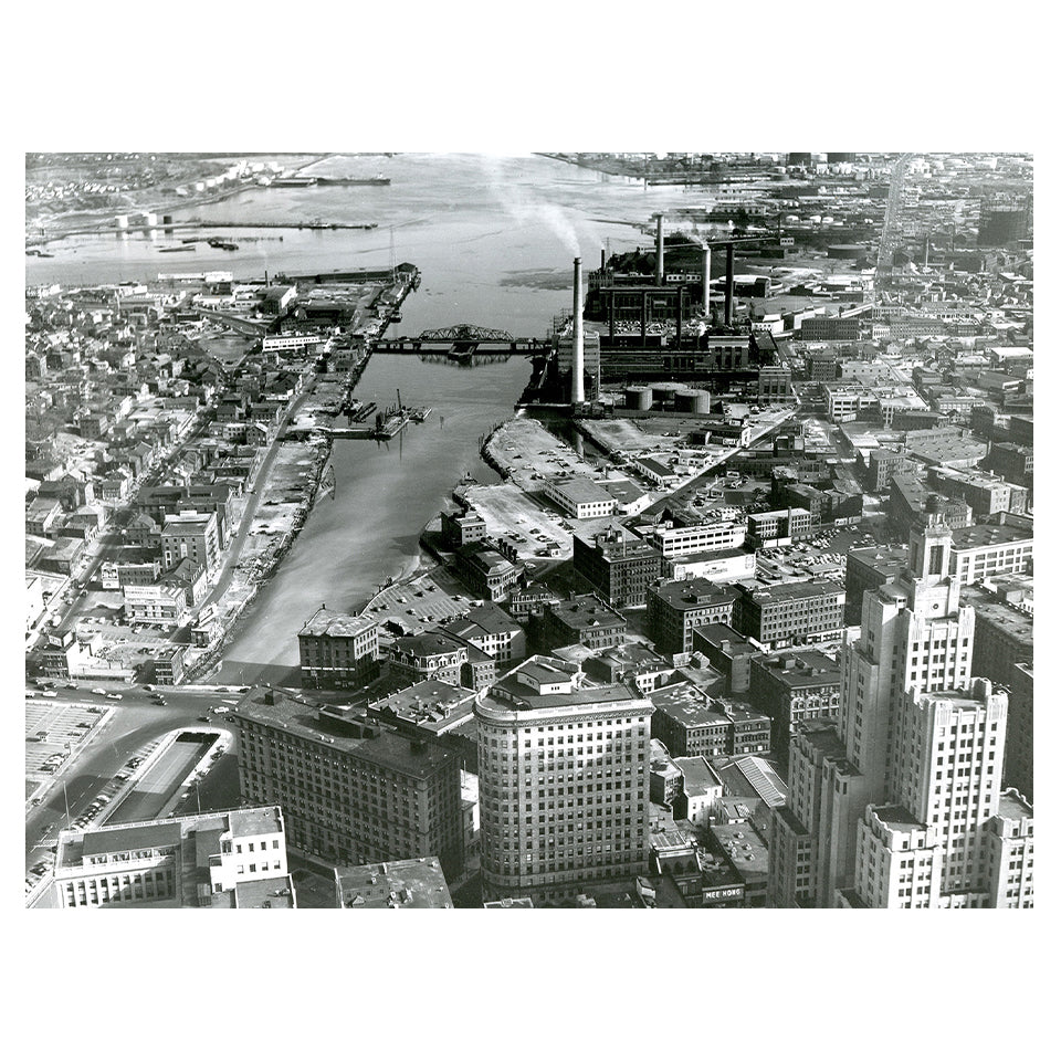 Providence RI - Aerial 2 with River, 1950's