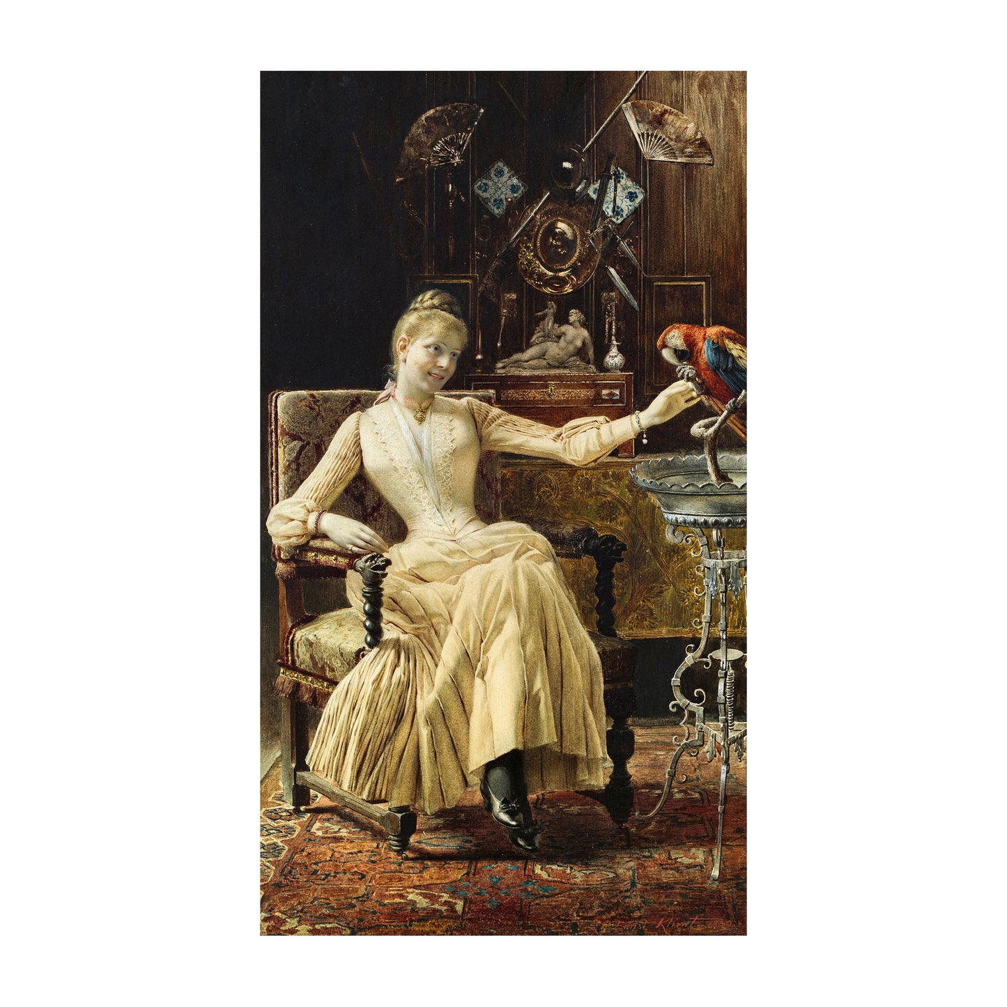 916-139 Lady With a Parrot - Ernst Klimt, 1889