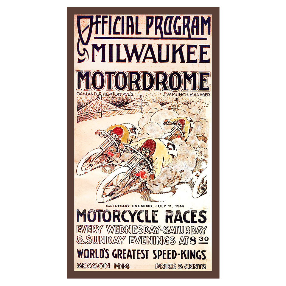 Official Program Milwaukee Motordrome, 1914