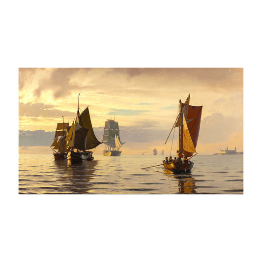 916-16 Sailing Ships in Oresund Opposite Kronburg Castle - Carl Johann Neumann, 1885