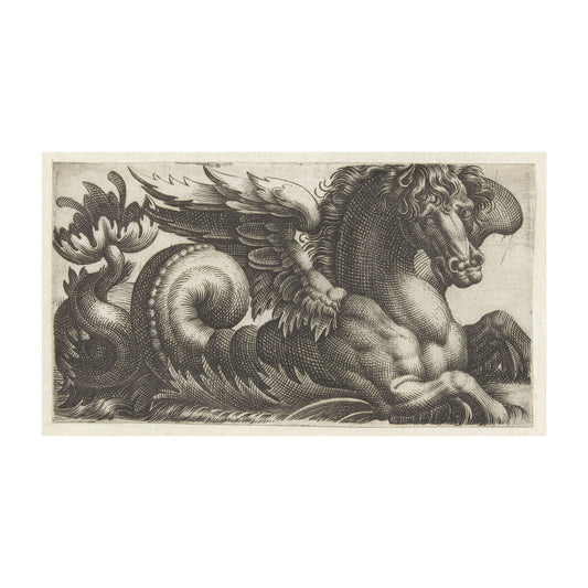 Winged Seahorse   With an Open Leaf at The End of It's Tail From Which Two Pistils Protrude - Giovanni Andrea Maglioli